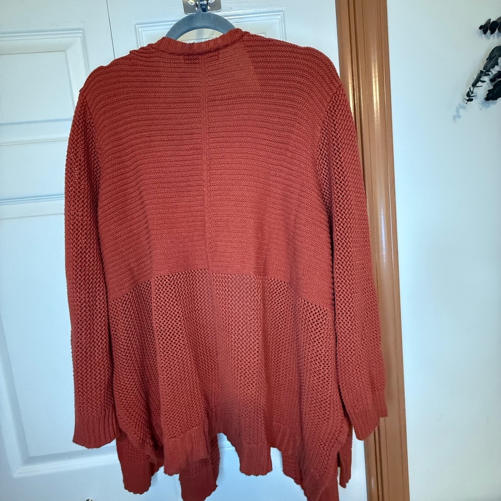 Marled Open-Front Cardigan in Rust - Picture 2 of 9